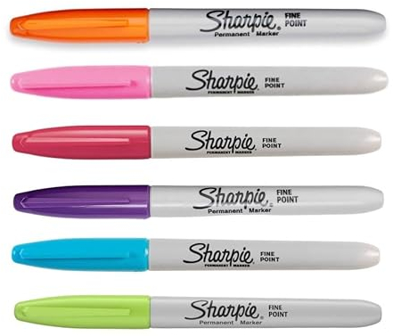 Sharpie Permanentmarker, feine Spitze, lebendige Farben, 6 Marker