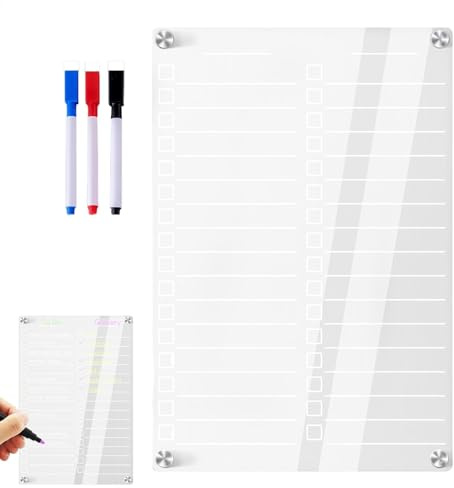 Magnetisk whiteboard för kylskåp – akryl torraderings bräda, återanvändbar kylskåpsanteckning, raderbar kylorganisatör, hållbar skrivbräda, kompakt köksplanerare för och skola