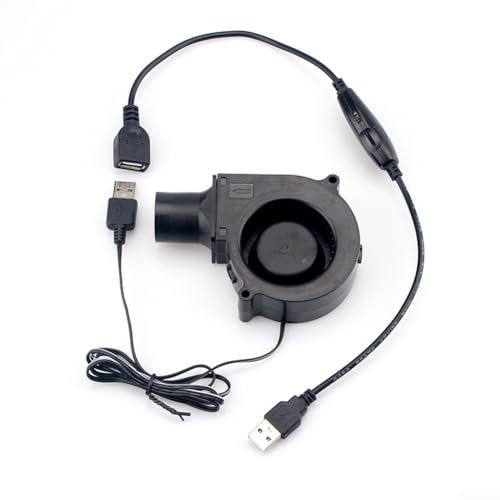 Zoegneer Souffleur de barbecue 5 V vitesse réglable avec batterie externe USB pour la cuisine en plein air, démarreur à charbon de bois, camping, allume-feu