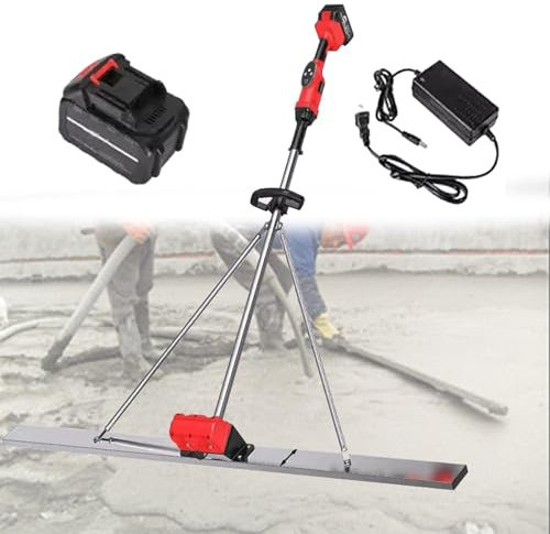 RèGle Nivellement Ciment Chape éLectrique Kit vibratoire pour Chape à béton, Outil de Finition pour béton, 1,5 m/1,8 m, 6 000 mA, 48 V, avec Affichage de la fréquence de Vibration à