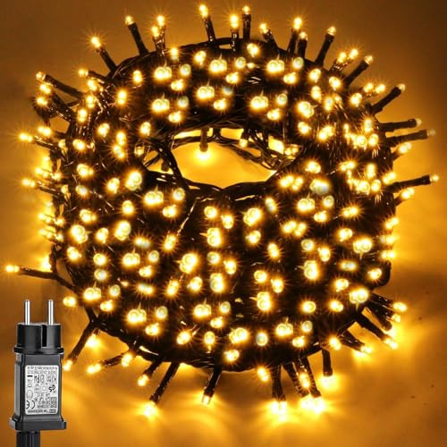 VSTKEN Luces Árbol Navidad con Enchufe, 30M 300LEDs Luces para Árbol de Navidad, 8 Modos Luz navidad Exterior Blanco Cálido Impermeables IP44 para Decoración de Árboles Interior/Exterior