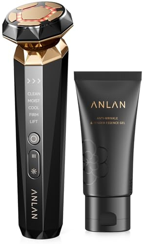 ANLAN 5 en 1 multipolar Aparato Radiofrecuencia Facial con Crema Reafirmante, Masajeador facial eléctrico, Realce de la línea de la mandíbula, EMS V Face Beauty, antienvejecimiento y antiarrugas