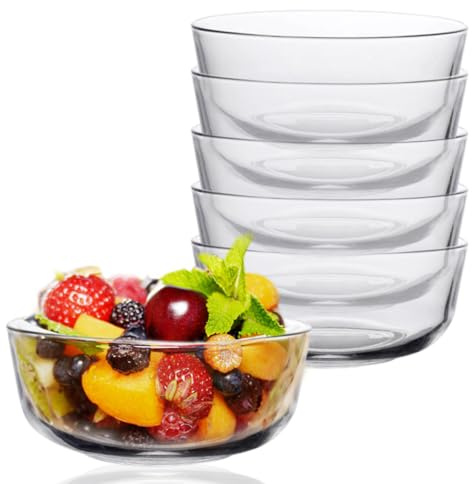 Umllpet Glasschälchen 6er Set, 300 ml Klein Glas Dessertschalen, Glas Schüsseln, Glasschalen, Eisschale, Puddingschalen Dipschale, Süßigkeiten, Stapelbare Servierschalen, Salatschüssel, Soßenschalen