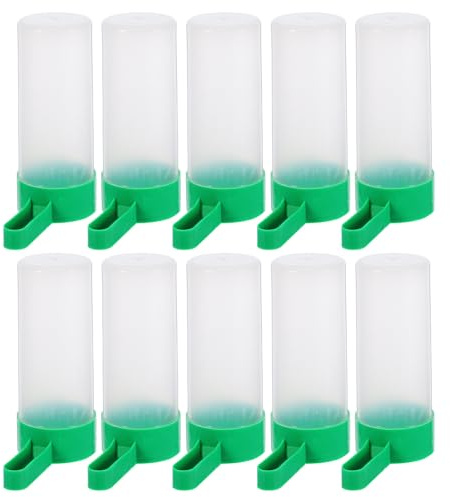 Healifty Comedero Automático para Pájaros y Loros 10 Piezas Tamaño Grande Plástico Verde para Jaula Suministros de Alimentación y Agua para Aves Pequeñas y Medianas