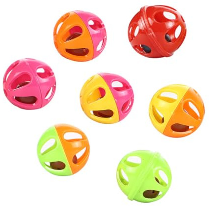 WRITWAA 50 balles à grelots interactives pour Animaux de Compagnie, Jouets hochet en Plastique Creux pour Chats, Chiens, Hamsters, écureuils, Stimulant Le Jeu et la Poursuite (Couleurs aléatoires)