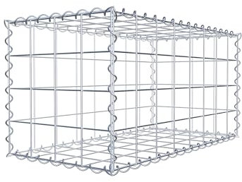 GABIONA Cesta de piedra cuadrada, malla de 10 x 10 cm, profundidad de 40 cm, cierre de espiral, galvanizada (80 x 40 x 40 cm)