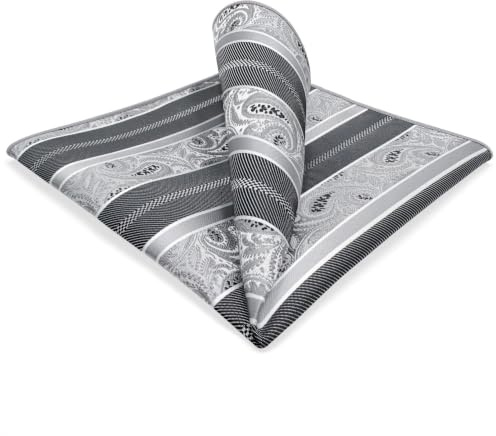 Shlax&Wing Nuevo Clásico Hombre Seda Pañuelo De Bolsillo Para Gris Rayas Cachemir 32cm