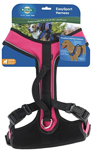PetSafe EasySport Dog Harness Adjustable Padded Dog Harness with Control Handle and Reflective Piping Medium, Pink