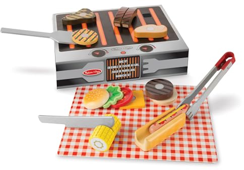 Melissa & Doug - Grill & Serve BBQ Set Alimenti da Gioco in Legno