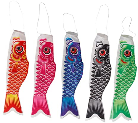 gazechimp 5 pezzi pesce Koinobori calza di vento carpa koi Nobori decorazione bandiera di cometa