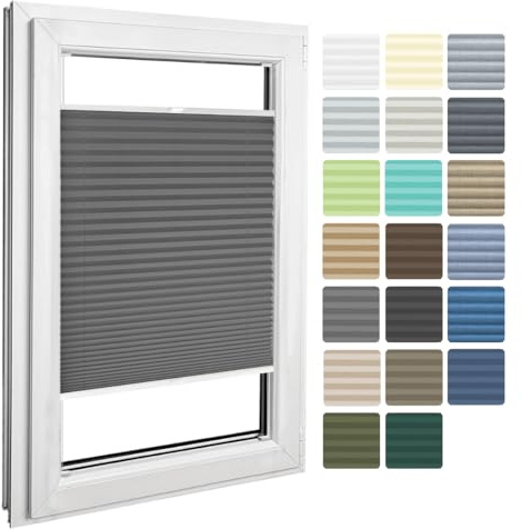 Home-Vision® Premium Plissee zum Anschrauben in der Glasleiste Innenrahmen (Graphit, B85cm x H120cm) Blickdicht Plissee Jalousie mit Halterungen zum Bohren, Sonnenschutzrollo Rollo