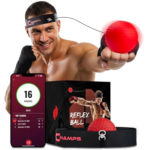 Boxing Reflex Ball with Punch Counter App - Improve Hand-Eye Coordination & Reaction Speed, Essential Boxing Equipment for Training Gift for Kids and Adults (Advanced)
