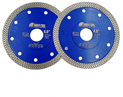 SHDIATOOL Disco Diamantato 2 Pezzi 115mm con X Mesh Turbo per Porcellana Piastrella Ceramica Granito Marmo