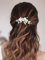 Vakkery Silberner Haarkamm mit Perlen und Blumen, Brautschmuck, Brauthaarschmuck für Frauen und Mädchen