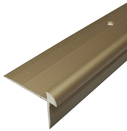 C29 42 x 28mm Anodised Aluminium LVT Stair Nosing Edge Profile for 5mm Flooring - Champagne, 2.7m