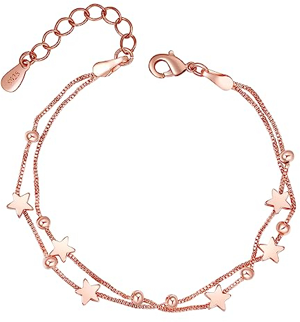 GUROTD Sterling Silber Armband für Frauen - 925 Silber Stern Armband mit Perle - Geschenke für Sie