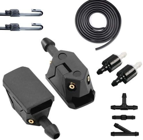 Truck&Vans Windscreen Washer Nozzles for 8-9mm Wiper Arm compatible with Ford Transit, Mercedes Sprinter, VW Crafter Fiat Ducato Volvo DAF Scania Iveco - Screenwash jets Click&Fit, 4-way Extension set