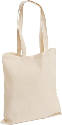 D&H CLOTHING UK Pack of 50 Premium Plain Natural Cotton Shopping Tote Bags Eco Friendly Shoppers Ideal For Printing And Decorating