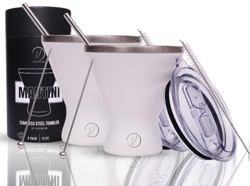 vaanshie Martiniglas i rostfritt stål [2-pack] – 295 ml kräm, pulverlackerad, ingen svett, dubbelvägg Margarita tumlare för cocktails och kalla drycker | Perfekt som mors dagspresent