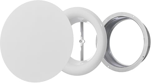 Steinberg14 White Air Vent Diffuser - 6 inch Vent Cover - Metal Adjustable Air Vent Covers - Supply Exhaust Wall Air Valve - Round Ceiling Diffuser - Extractor Fan Vent Cover - Round Soffit Vent