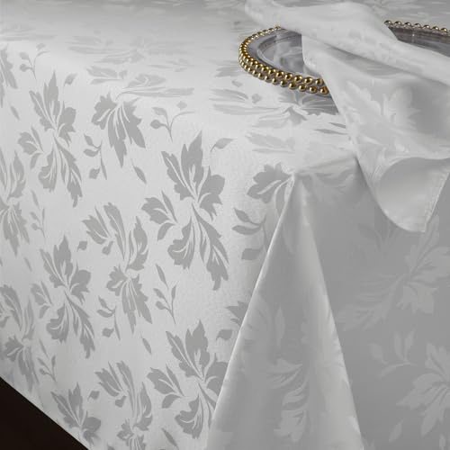 Romanstile tovaglia antimacchia 240x140 cm tovaglie bianca rettangolare per 6-8 posti tovaglia jacquard tovaglia Impermeabile decorativa per feste di compleanno, cucina, sala da pranzo, 1 pezzo