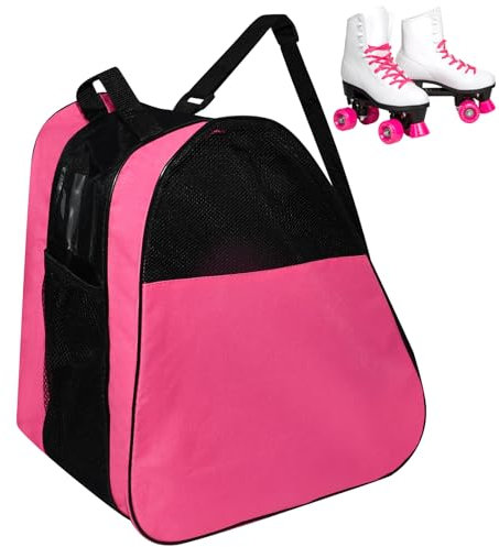 ADERTOS Inliner Tasche Rollschuhetascher Rosa Skatertasche Skischuhtasche mit verstellbarem Schultergurt Ice Skate Eishockey Bag Damen Schlittschuhtasche für Mädchen Eishockeyschlittschuhe