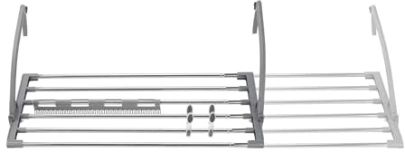Jata Hogar HTEN2402 - Tendedero Extensible Plegable. 6 M de Superficie de tendido. De 48 hasta 96 cm. para balcón, radiador, Ventana, Ducha, … con Clips para Calcetines. Incluye 20 Pinzas. Acero INOX