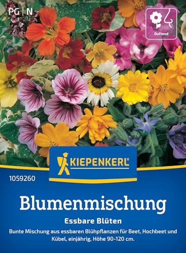 Kiepenkerl Blumensamen-Mischung Essbare Blüten 105926 - bunte Blütenvielfalt für Garten & Küche, aromatische essbare Blumen für Salate, Desserts & Getränke, ideal für Beet, Hochbeet & Kübel