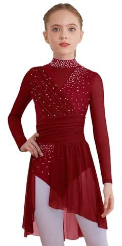 Xnihocha Abito da ballo lirico asimmetrico Ragazze Bambini Balletto Danza Classica Maglia Ginnastica Pattinaggio artistico Costumi da competizione 5-16 anni