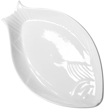 TOGEVAL Piatto da Portata in Ceramica Bianco a Forma di Pesce per Antipasti, Versatile e Lavabile in Lavastoviglie, per Ristorante e Uso Domestico