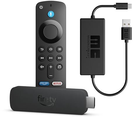 Fire TV Stick 4K Plus di Amazon, dispositivo per lo streaming con supporto per Wi-Fi 6, Dolby Vision/Atmos e HDR10+ + Mission Cables Cavo di Alimentazione USB