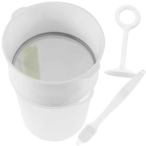 HOMSFOU Soy Milk Filter Strainer Set 1.5l with Fine Mesh Juice and Fruit Sifter Multipurpose Kitchen Tool for Soybean Milk Yogurt Includes Cleaning Brush for Home Use