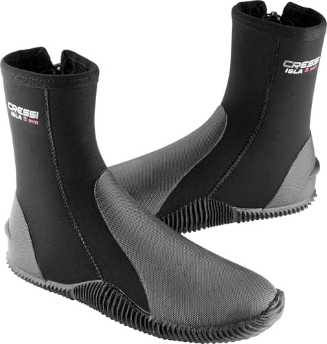 Cressi Isla 5 mm Crew Diving Boots, Black/Black, 5 mm, 8