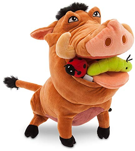 Disney Store Pumbaa Mittelgroßes Weiches Plüschtier, Der König der Löwen, 33 cm, Kuscheliger Charakter mit Stickdetails, Flauschiges Haar und Insekten im Mund, Geeignet für Alle Altersgruppen