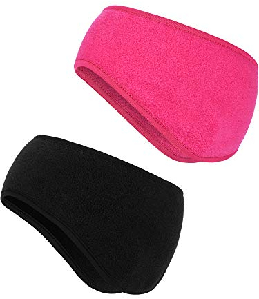 Boao 2 Pieces Fleece Ear Warmers for Women Men Headband Earmuffs Winter Ear Covers for Running Hiking Cycling Skiing Jogging
