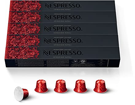 NESPRESSO ORIGINAL Ispirazione Napoli, Dunkle Röstung, Kompatibel mit ORIGINAL Kaffeemaschinen, Kapsel Set aus 50 Kaffeekapseln