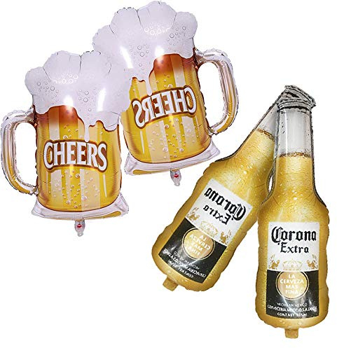CYMYLAR Corona Beer Balloons Champagne Bottle Balloons Mode-lo Beer Party Decorations Men Birthday Decorations Christmas Carnival Party Congrats Grad Graduation Decorations Supplies