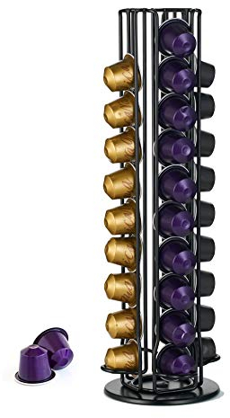MaxMiuly Nespresso Capsule Holder, Coffee Capsule Holder for 40 Nespresso Pods,Coffee Capsule Storage Rotating Stand