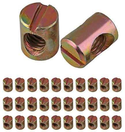 SZXMDKH 30 Pack M6 Barrel Nuts Cross Dowels Slotted Nuts for Furniture Beds Crib Chairs