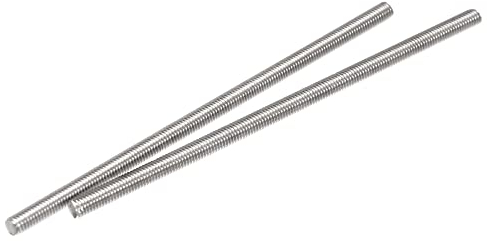 sourcing map 2Pcs M6 x 150mm Tige Filetée Entièrement 304 Inox Acier Droite Main Fil