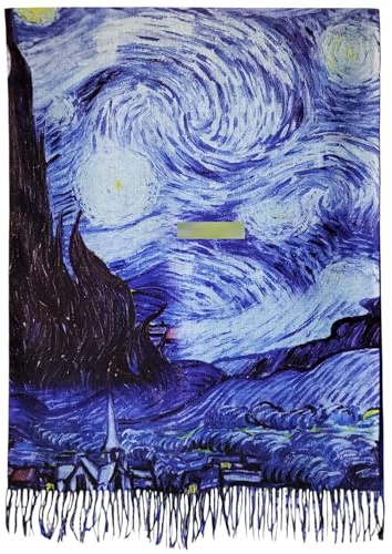 GFM® Ullblandning kashmir textur målning konstbaserat tryck sjal halsduk för höst vinter (PWSHL), Pwshl-van Gogh Starry Night, L