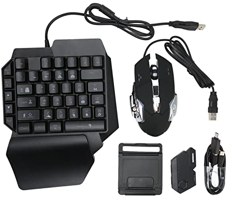 Mechanische Einhand-RGB-Gaming-Tastatur, 35 Tasten, Tragbare -Gaming-Tastatur mit Gaming-Maus, Konverter und Ständer, Kabelgebundener USB-Gamecontroller für IOS Android