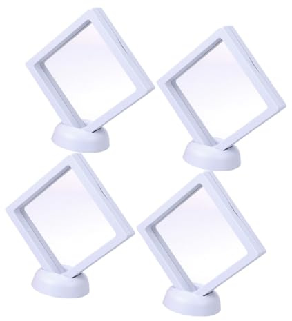 AOKWAWALIY 8-pack 3D-displayhållare med flytande ram 3D-flytande ram med stativ 3D-flytande ram display 3D-flytande ram monter smyckesställ miniatyr låda organisatör vit