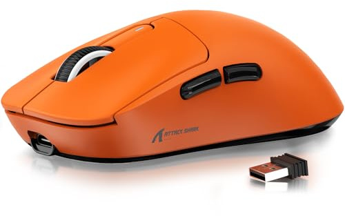 ATTACK SHARK X3 49g Ultralight Mouse, PixArt PAW3395 Gaming Sensor, BT/2.4G Wireless/Wired Gaming Mouse, 26000 DPI, 200 Hours Battery, G502, Office Mice for Win11/Xbox/PS/Mac (Orange)