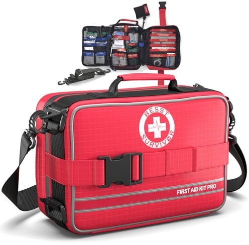 Comprehensive First Aid Kit for Home, Premium Emergency Trauma Kits with Shoulder Strap for Car Camping Gear, Waterproof Survival Kit, Home Essentials, Outdoor Emergency Medical Supplies -324 Piece