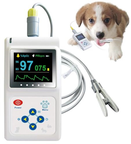 Veterinär Pulsoximeter, Handhållen Veterinär Pulsmätare SPO2 Pulsmätare Öron-/tunga SPO2-sensor För Katt Och Hund, Familje- Och Husdjurssjukhus