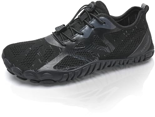 Barefoot Shoes Men Women Water Shoes Wide Lightweight Walking Shoes(A Black,9.5UK)