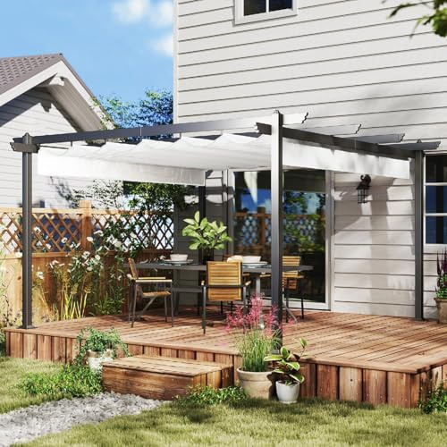 DecHome - Pergola esterno in Alluminio/Poliestere Dimensioni 4x4 m colore Bianco