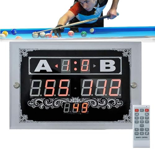 Tabellone segnapunti digitale con display LCD e telecomando, segnapunti elettronico da tavolo per gli amanti del biliardo e dei giochi di snooker