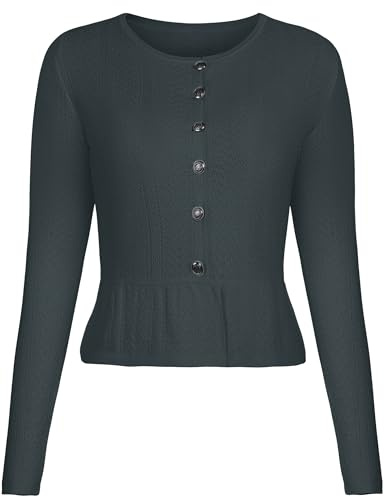 Becotal Giacca Tradizionale Dirndl da Donna, Corta, Elegante Cardigan con Bottoni, Stile Oktoberfest, Grigio Scuro, 48